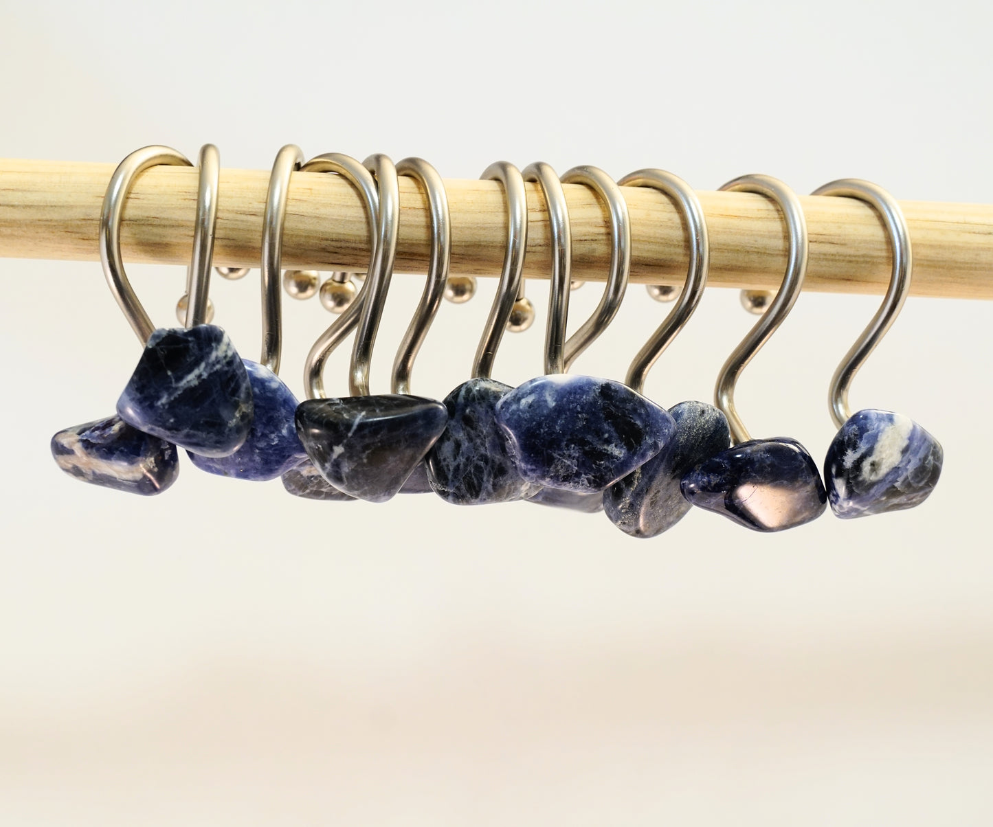 Sodalite Gemstone Shower Curtain Hook Set