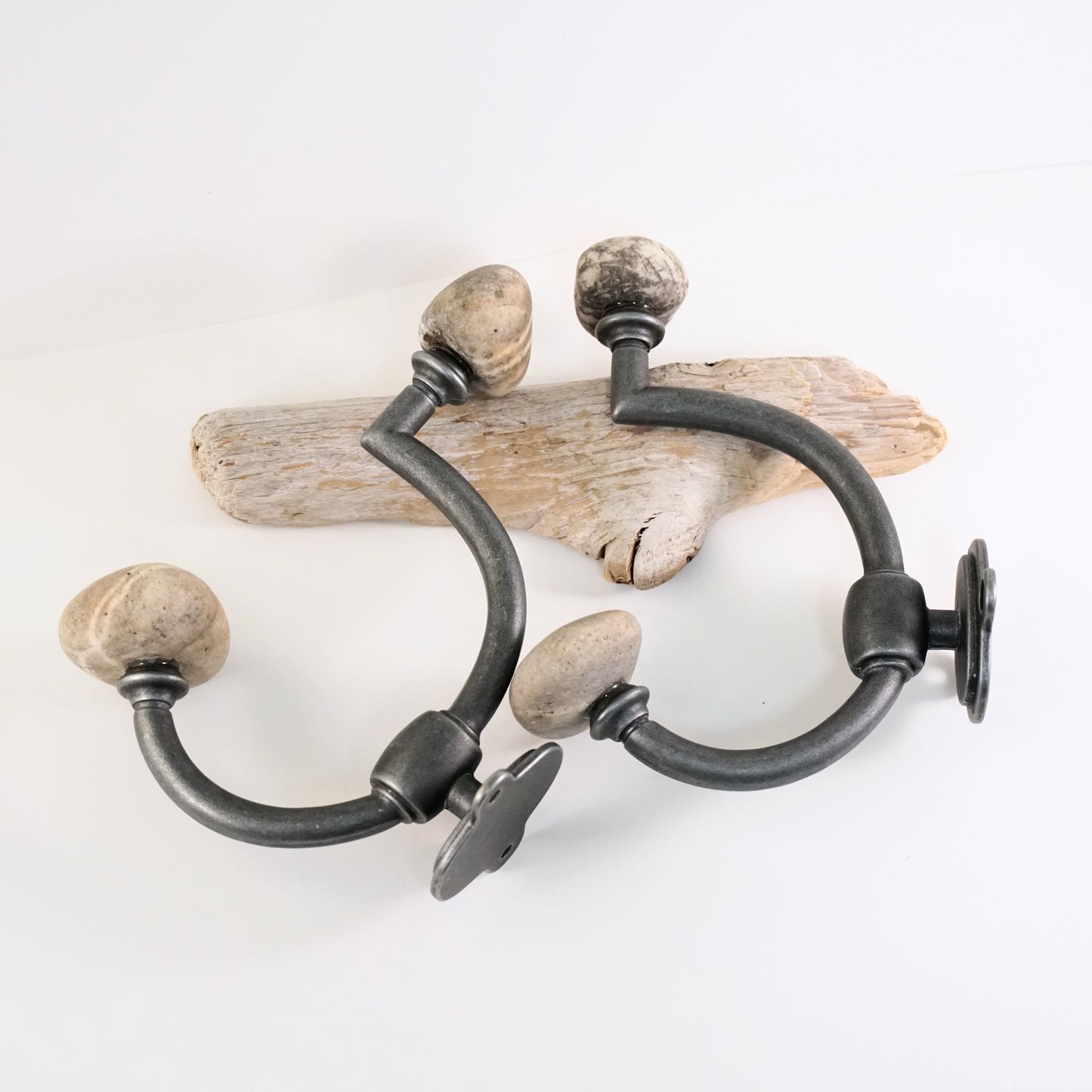 Pair of Wall Mount Robe Towel Hooks - Striped Wishing Rocks