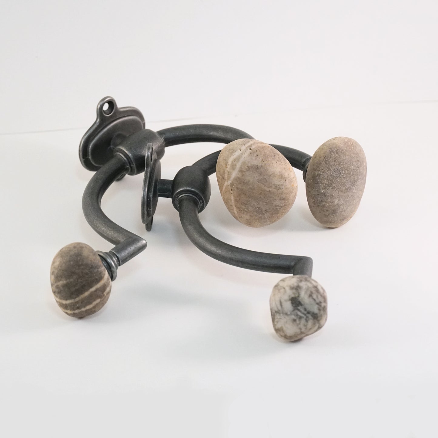 Pair of Wall Mount Robe Towel Hooks - Striped Wishing Rocks