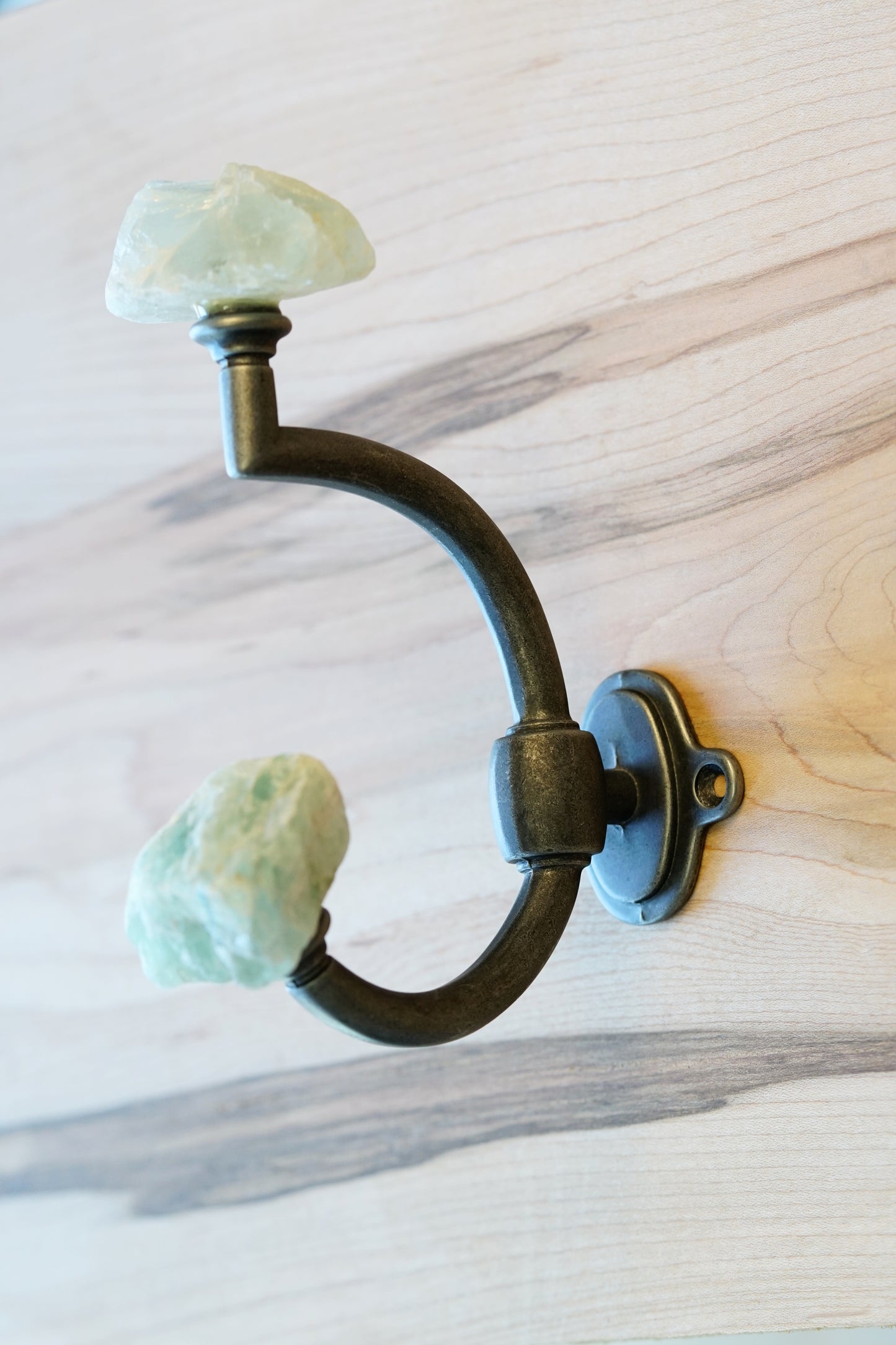 Wall Mount Robe Towel Hooks with Rainbow Fluorite Gemstone