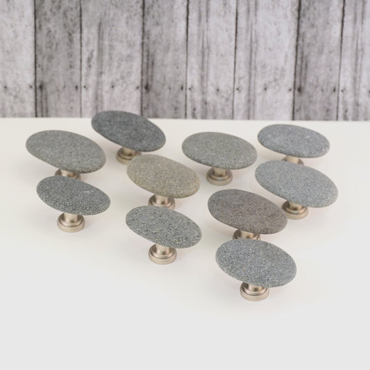 Single Gray Stones - Satin Nickel Stems