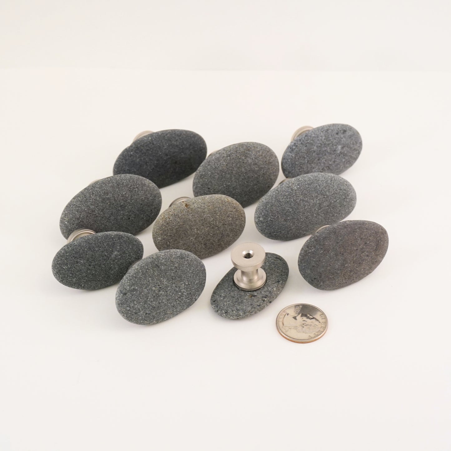 Single Gray Stones - Satin Nickel Stems