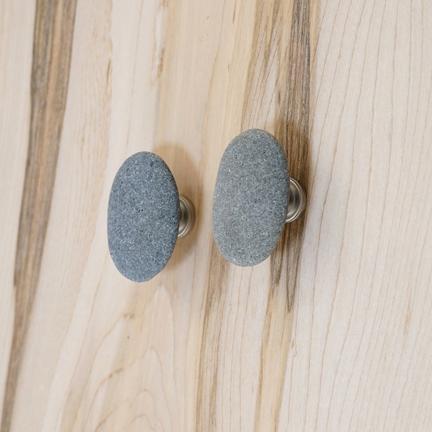 Single Gray Stones - Satin Nickel Stems