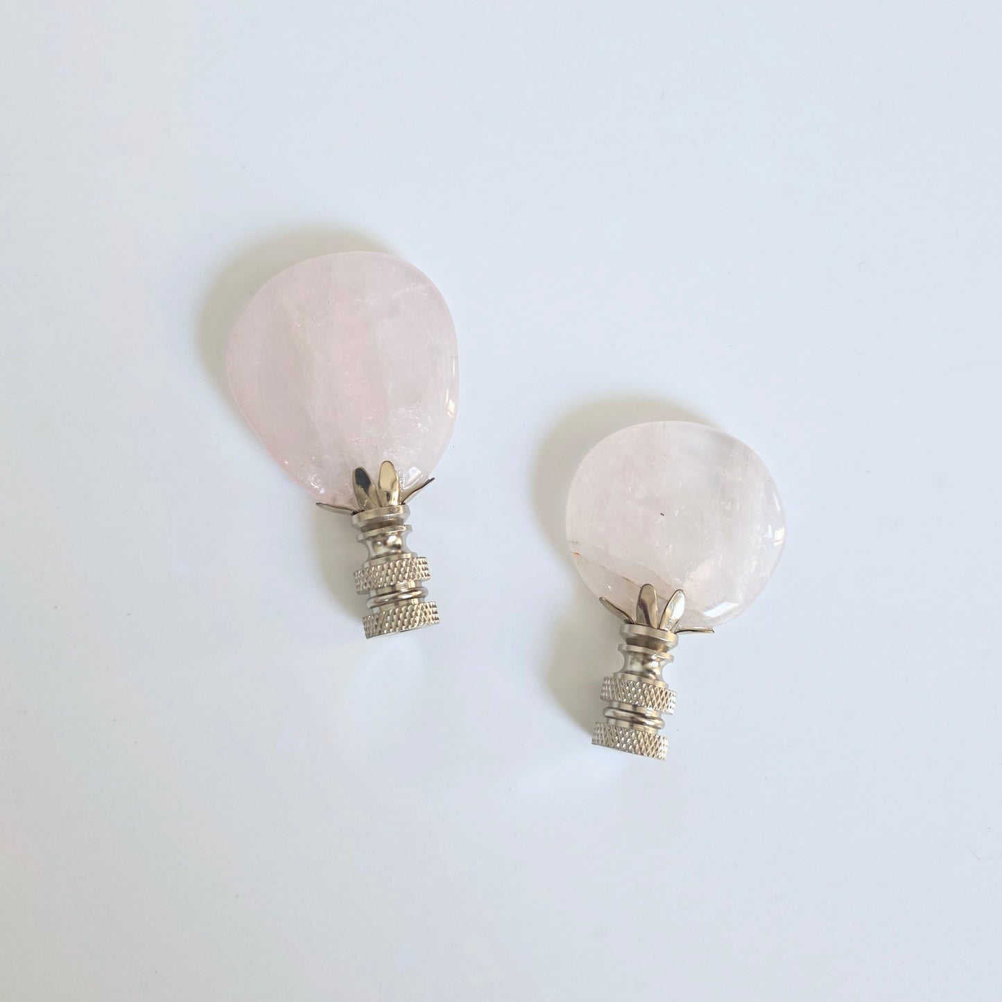 Lamp Finial Set - Polished Rose Quartz