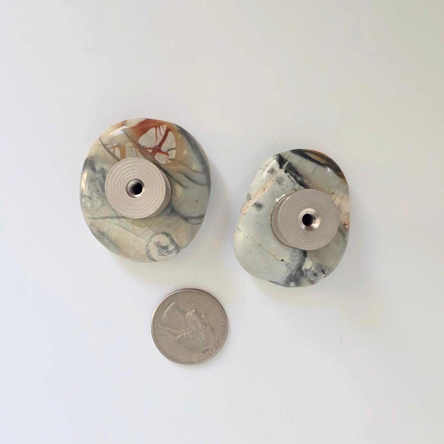 Picasso Jasper Semi-Precious Gemstone Knob Pair