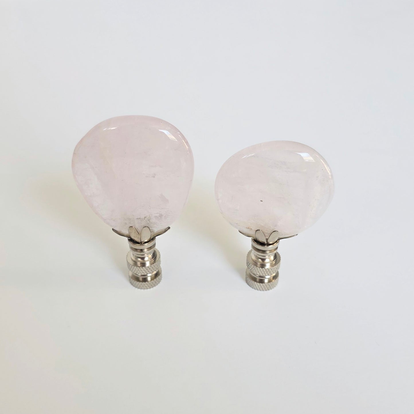 Lamp Finial Set - Polished Rose Quartz