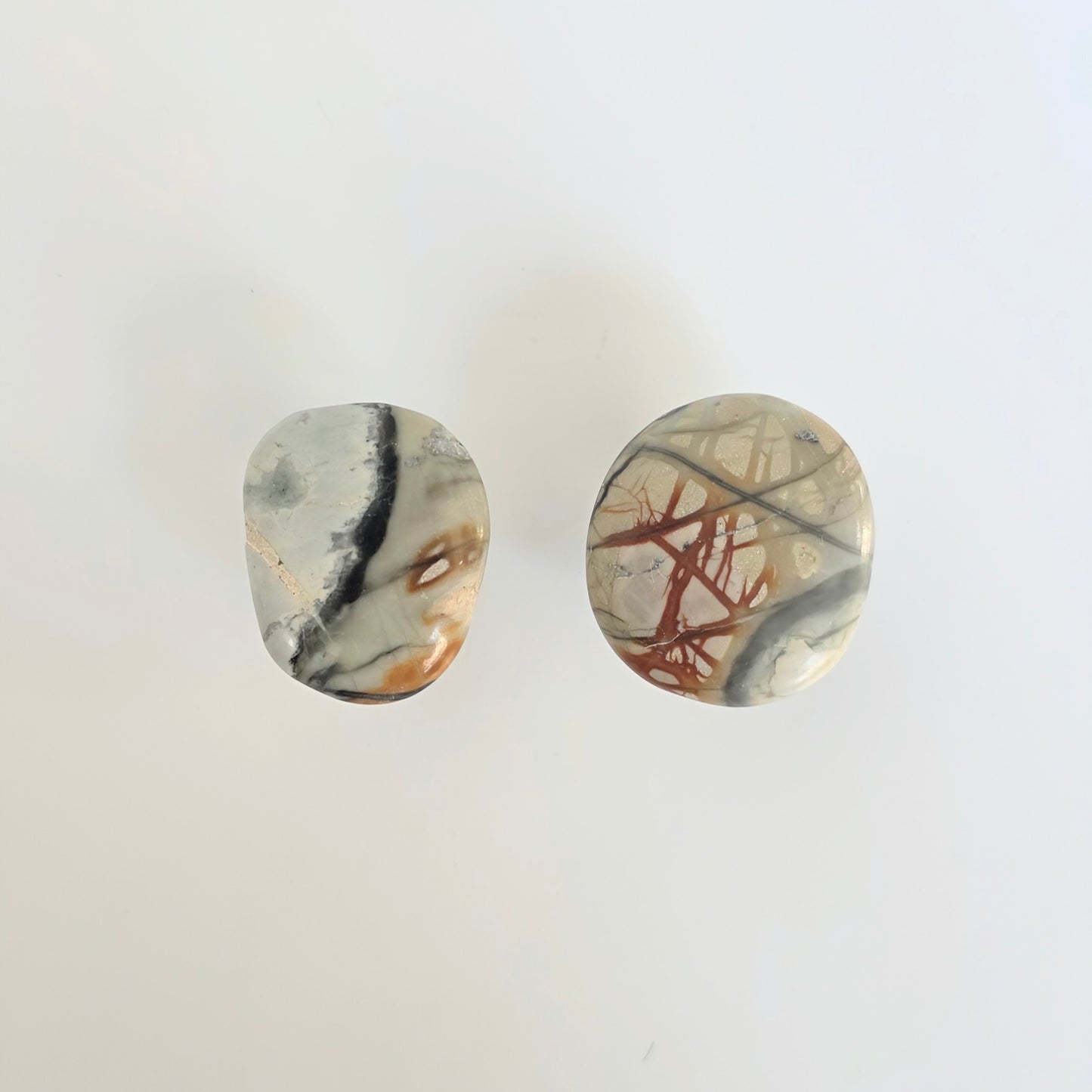 Picasso Jasper Semi-Precious Gemstone Knob Pair