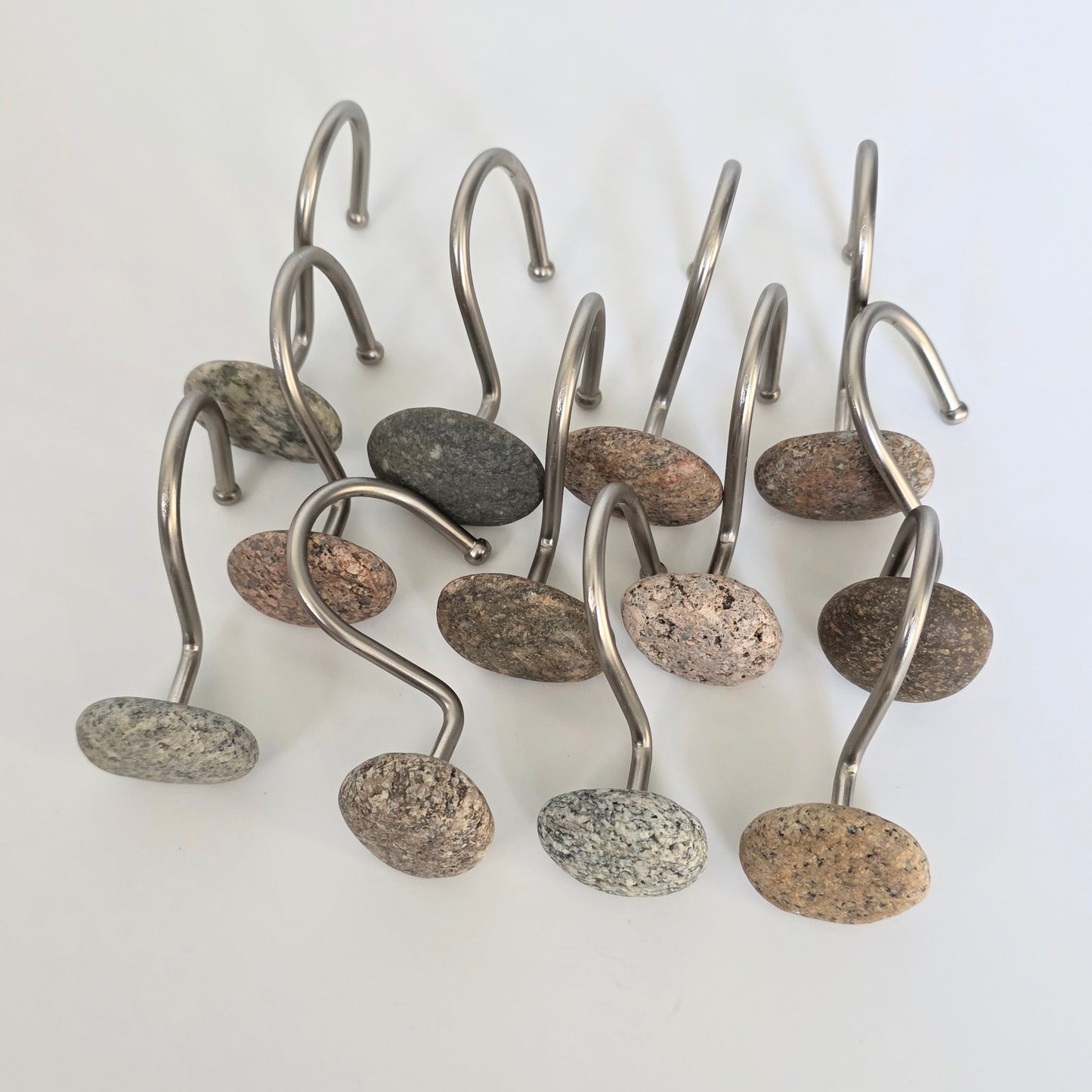 Beach Rock Stone Pebble Shower Curtain Hook Set - Ready to Ship