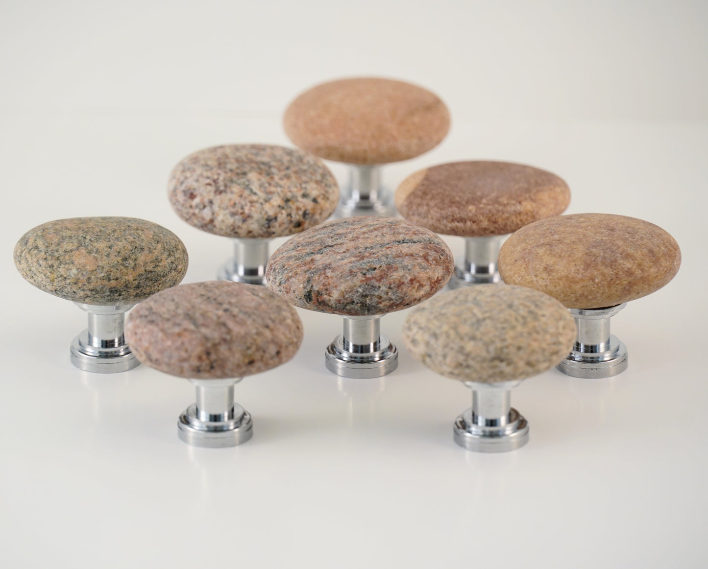 Beach Pebble Stone Rock Cabinet Knobs - Set of 8 Pink Stones