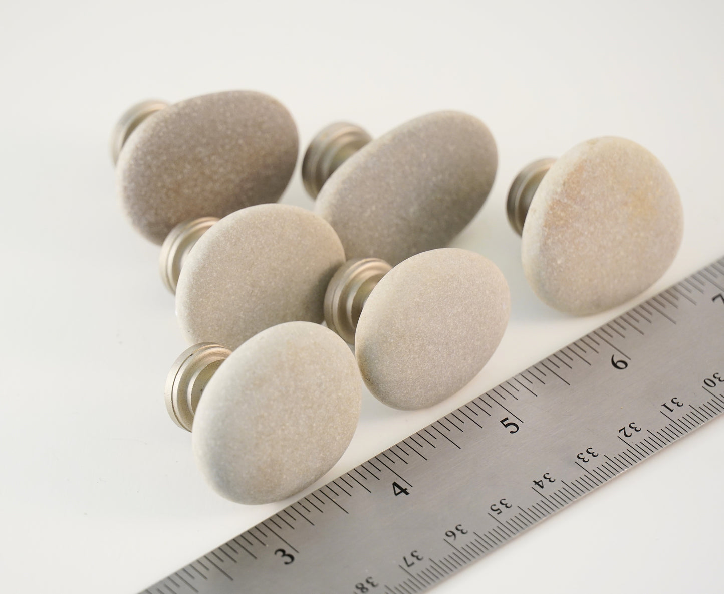 Beach Rock Stone Pebble Cabinet Knobs - Set of 6