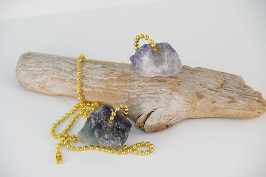 Rainbow Fluorite Crystal Light and Fan Pull Set