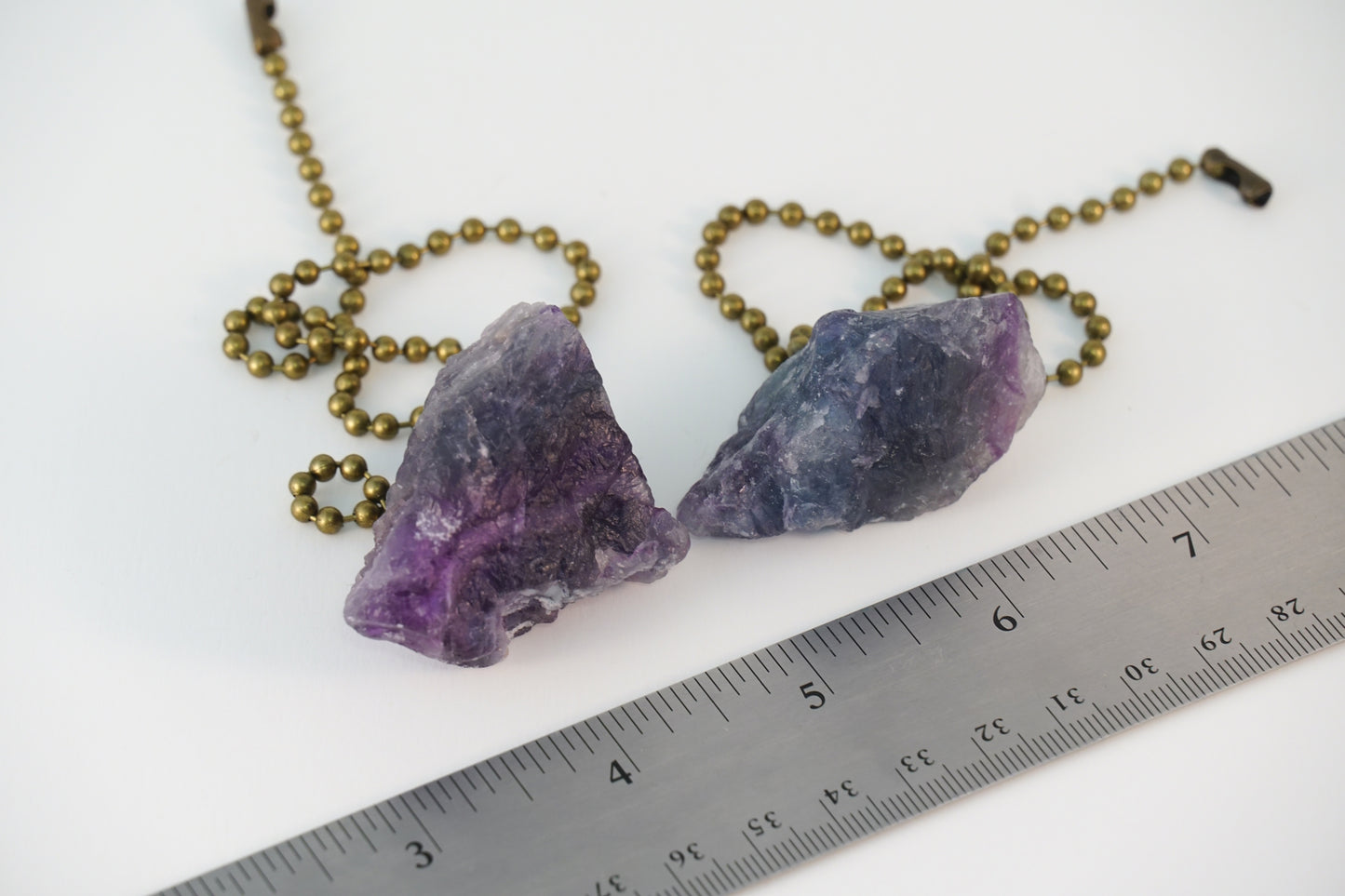 Rainbow Fluorite Crystal Light and Fan Pull Set Antique Brass Chain