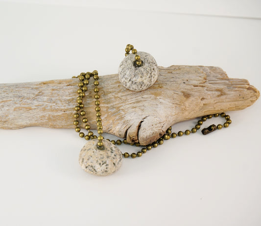 Light and Fan Pulls with Granite Beach Rocks Pebbles