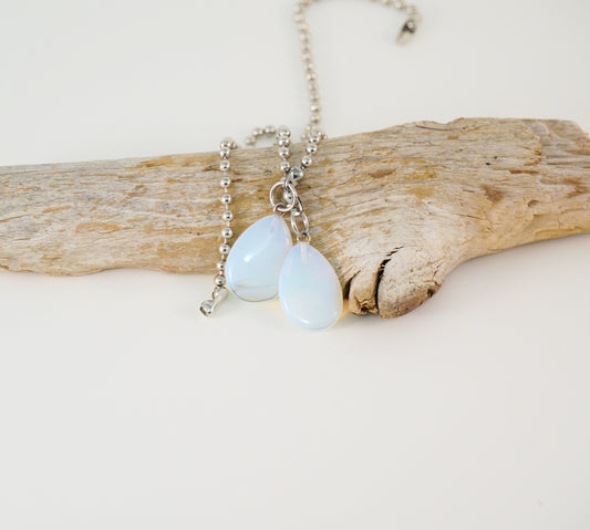 Opalite Gemstone Light Fan Pull Chain Pair