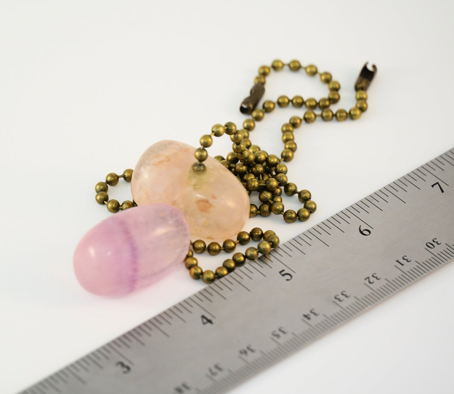 Light and Fan Pulls with Tumbled Fluorite Gemstones