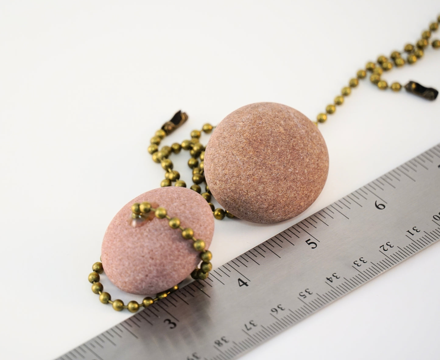 Light and Fan Pulls with Pink Beach Rocks