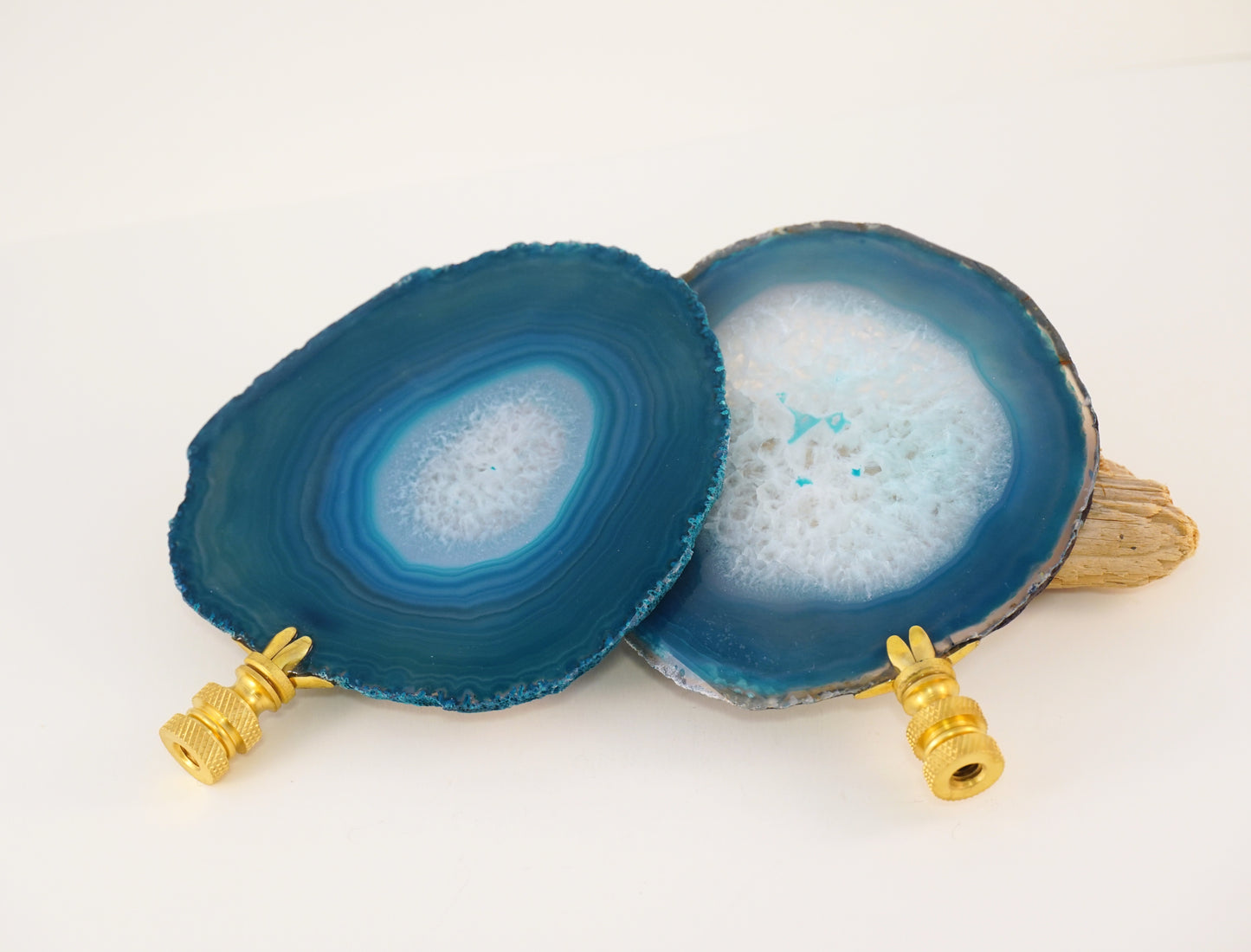 Brazilian Agate Curtain Rod Finial Set