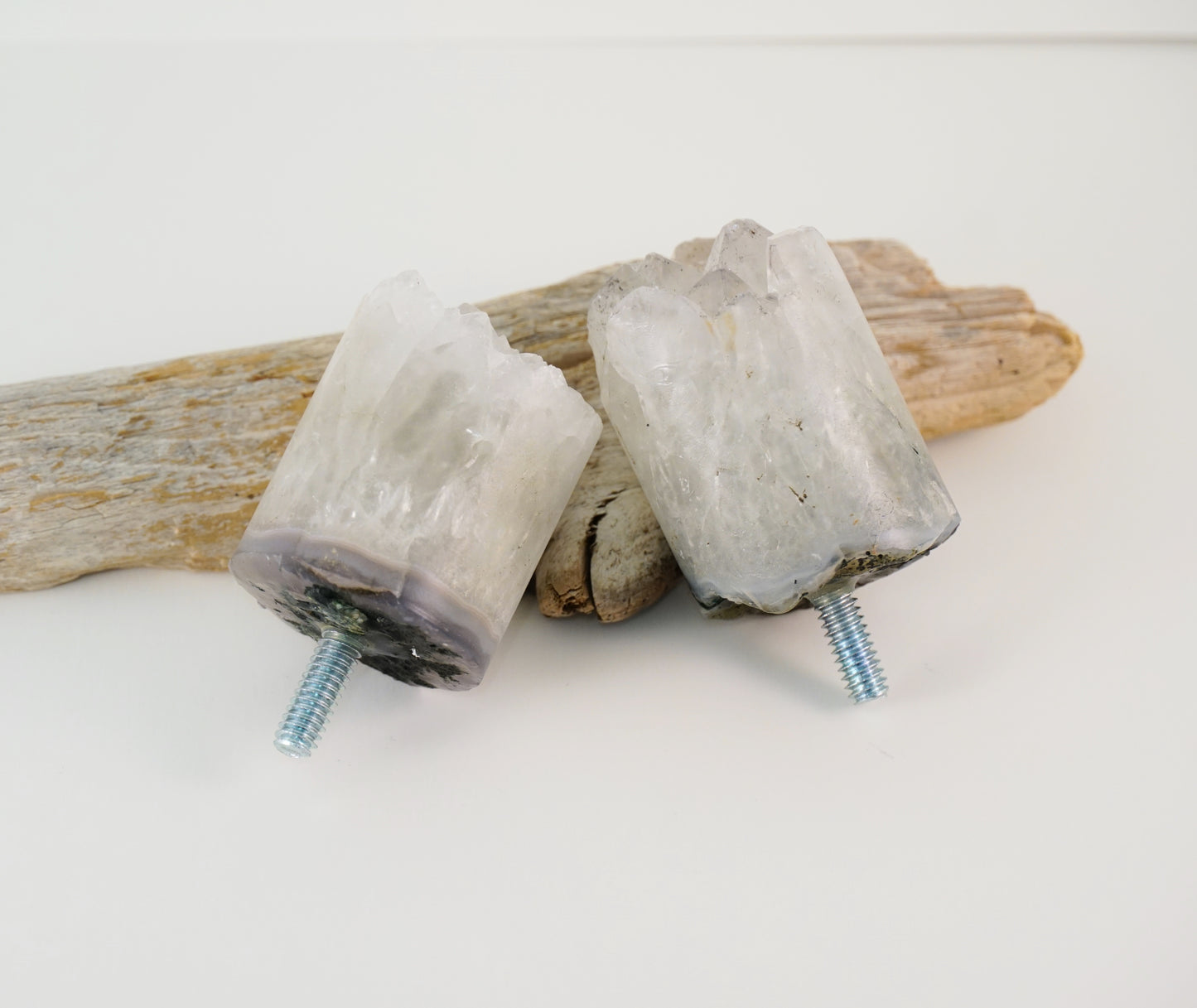Curtain Rod Finial Pair - Amethyst Crystals