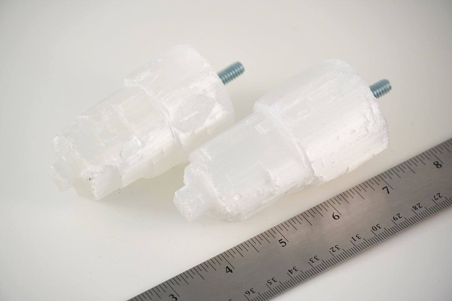 Curtain Rod Finial End Pair - Selenite Crystal Towers