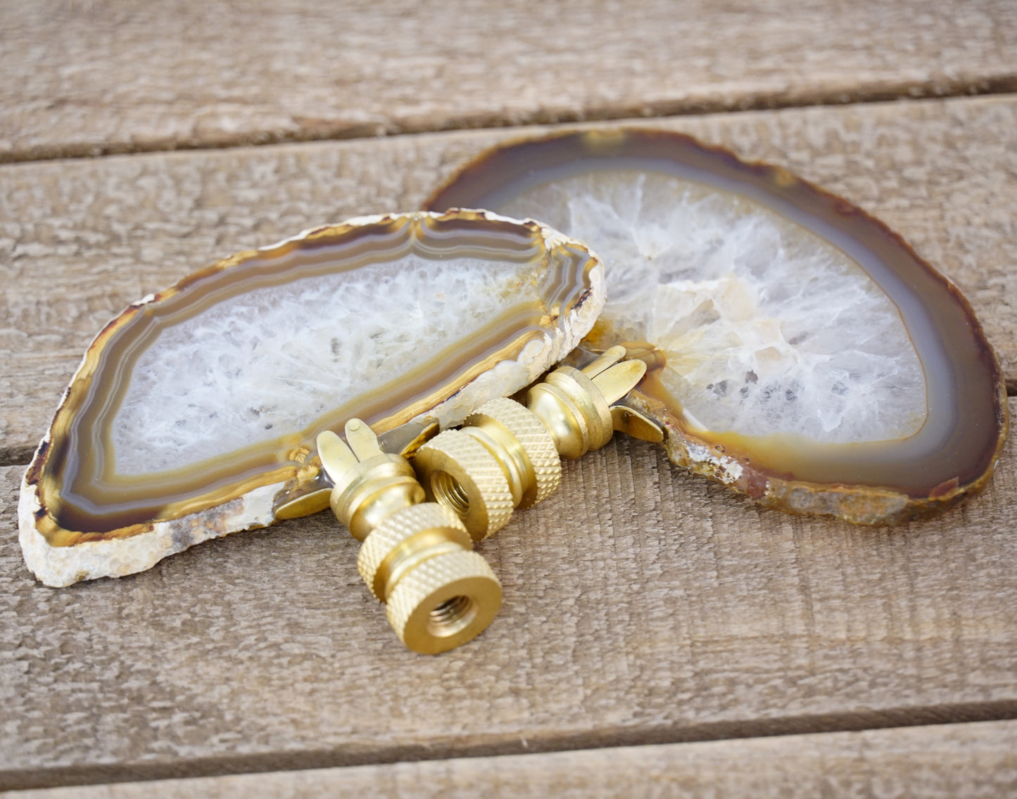 Lamp Harp Finial Set - Polished Brazilian Agates
