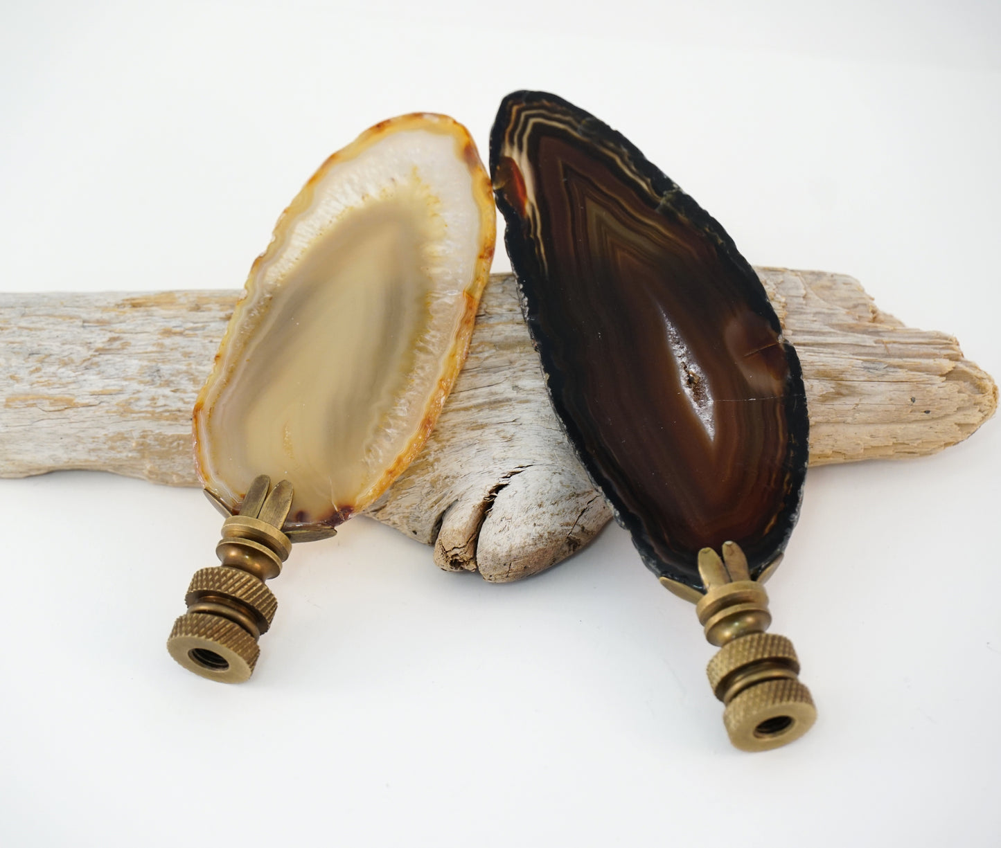 Lamp Harp Finial Set - Polished Brazilian Agates