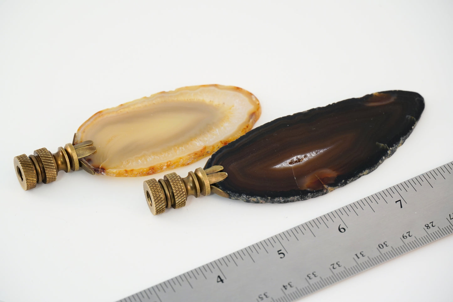 Lamp Harp Finial Set - Polished Brazilian Agates