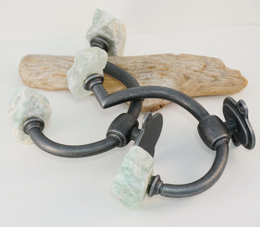 Wall Mount Robe Towel Hooks with Rainbow Fluorite Gemstone