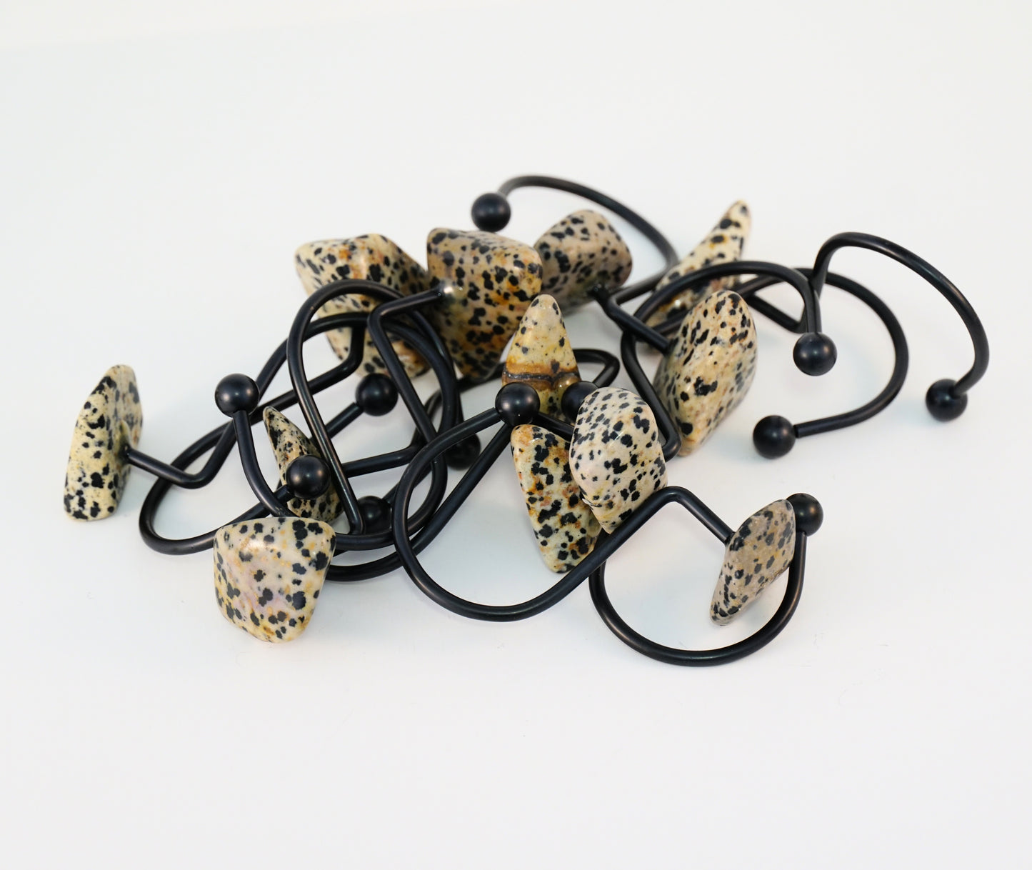 Dalmation Jasper Gemstone Shower Curtain Hook Set