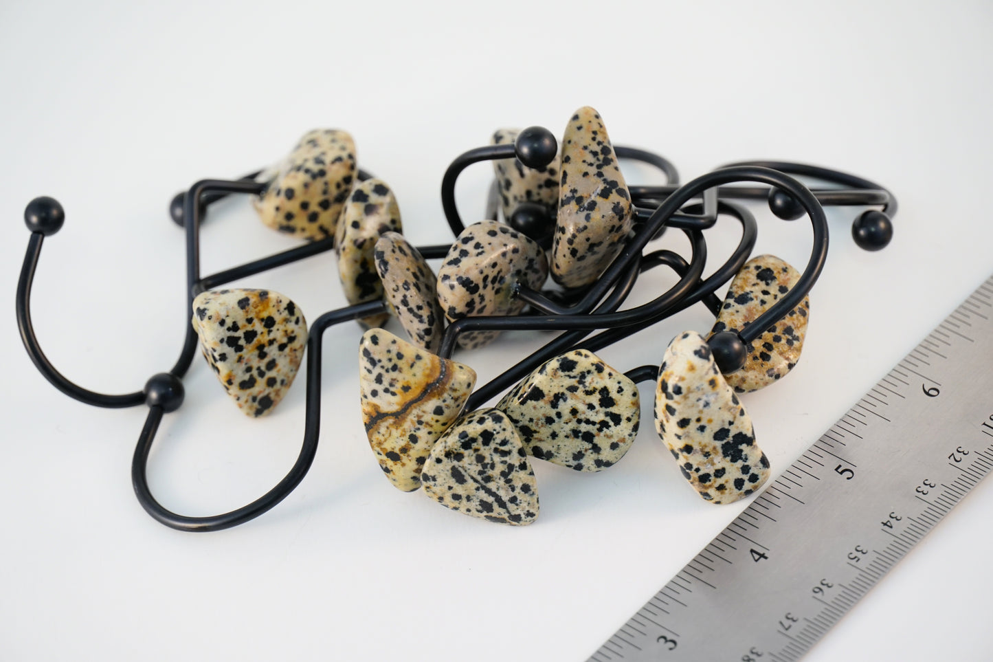 Dalmation Jasper Gemstone Shower Curtain Hook Set