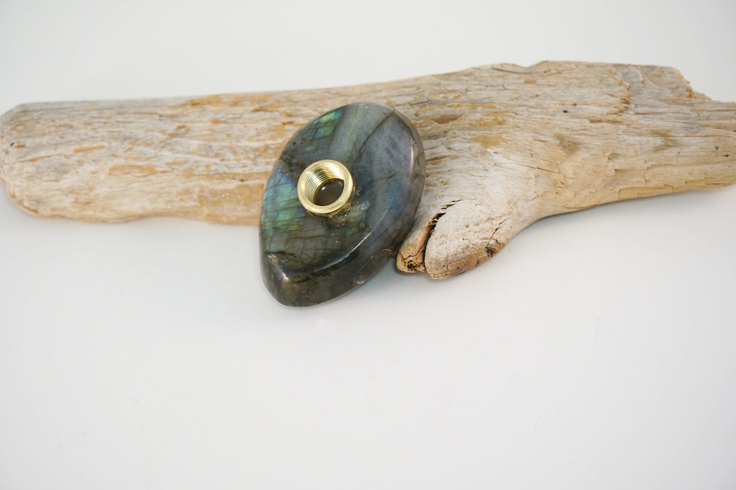 Labradorite Palm Stone Flush Mount Ceiling Light Cap Finial