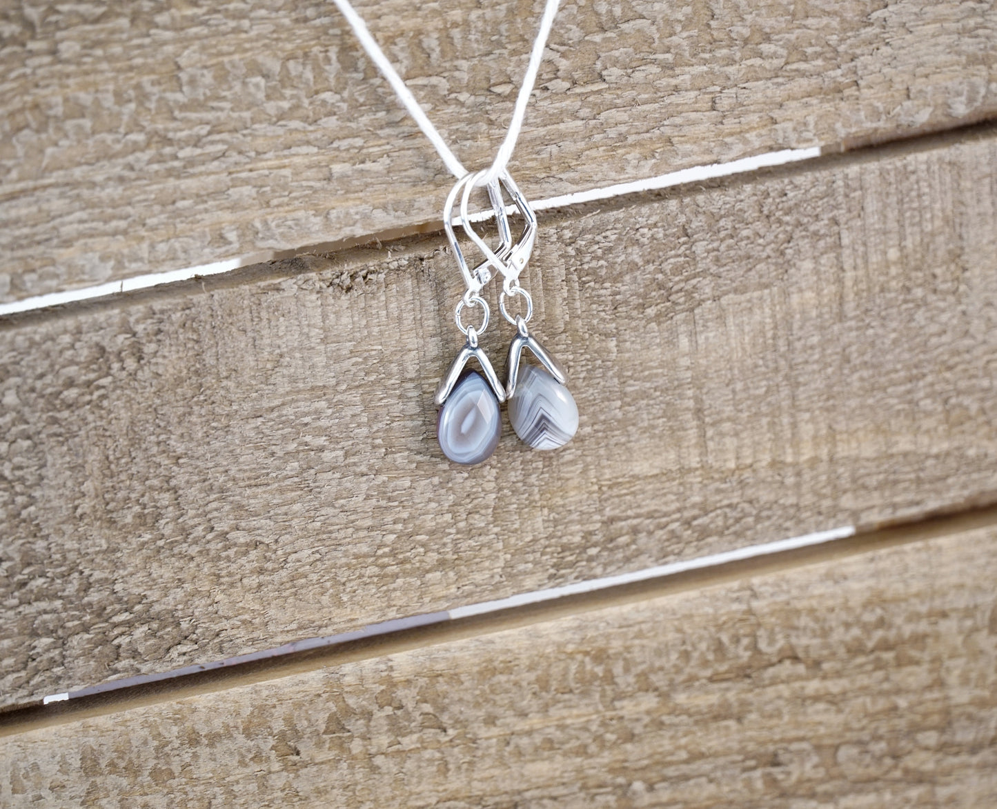 Banded Agate Briolette Drop Earrings