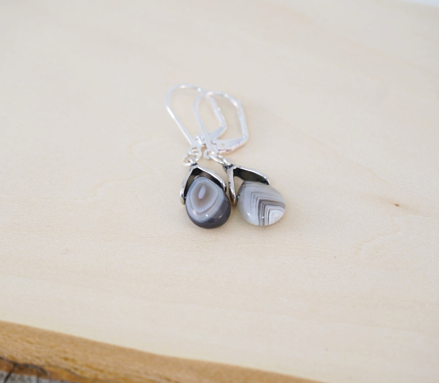 Banded Agate Briolette Drop Earrings