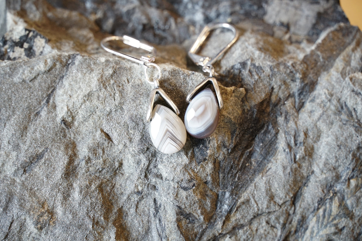 Banded Agate Briolette Drop Earrings