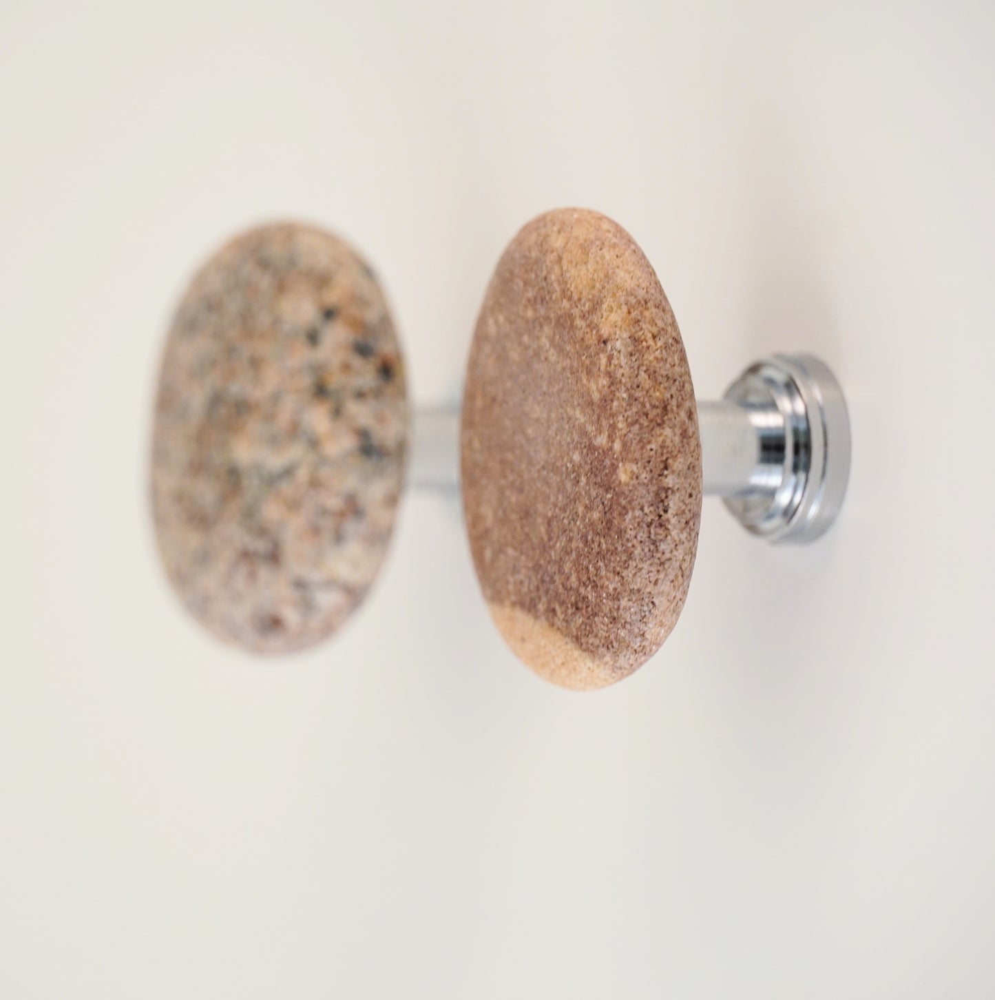 Beach Pebble Stone Rock Cabinet Knobs - Set of 8 Pink Stones