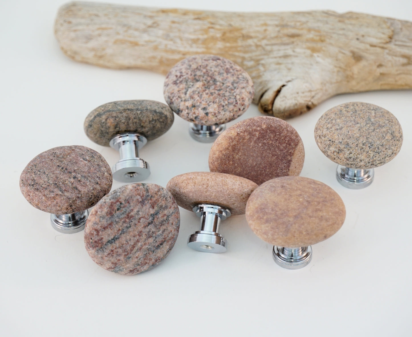 Custom Order Beach Rock Cabinet Knob Singles - Chrome Stems