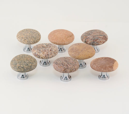 Beach Pebble Stone Rock Cabinet Knobs - Set of 8 Pink Stones