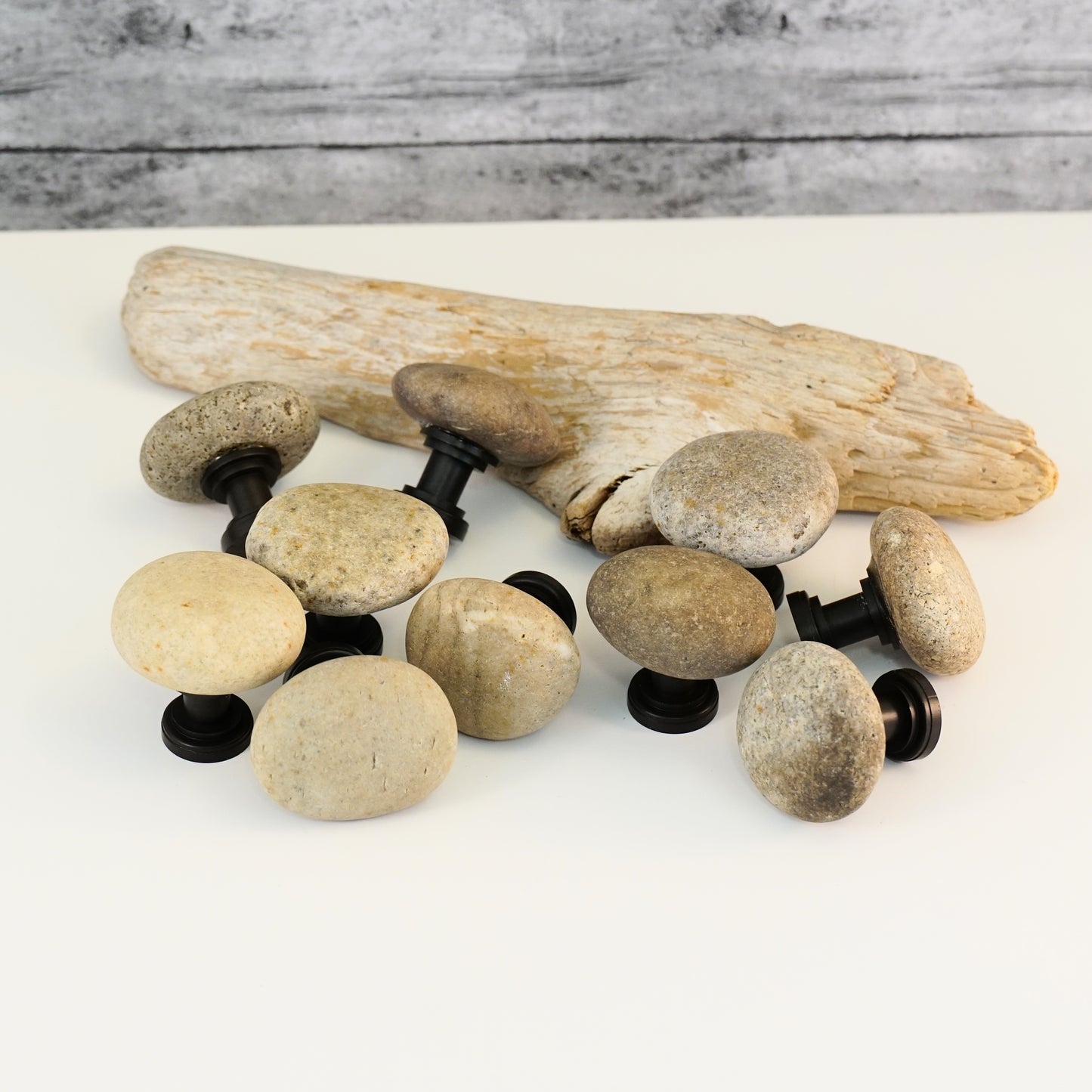 Set of 10 - Beach Rock Stone Pebble Cabinet Knobs