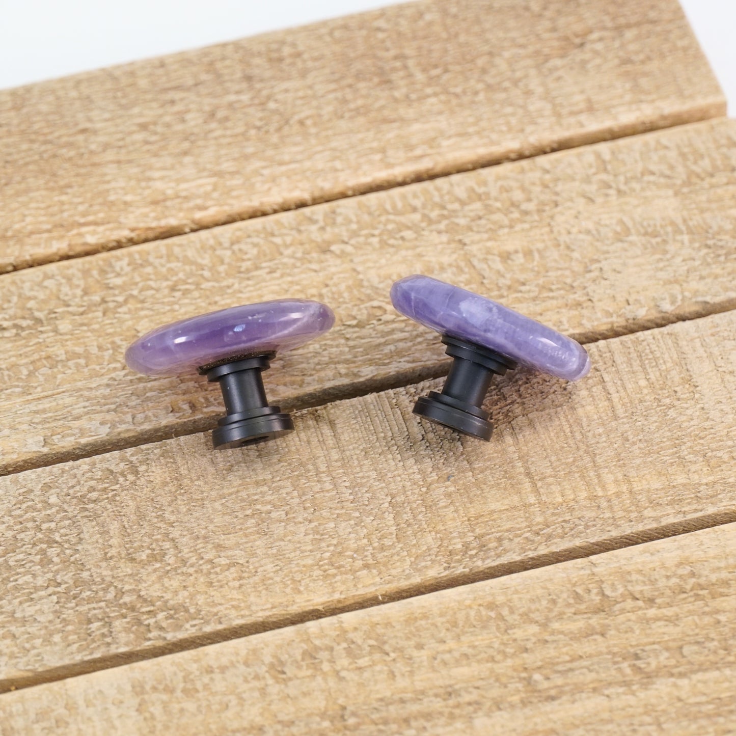 Purple Fluorite Gemstone Cabinet Knob Pair