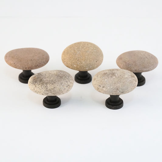 Beach Rock Stone Pebble Cabinet Knobs - Set of 5