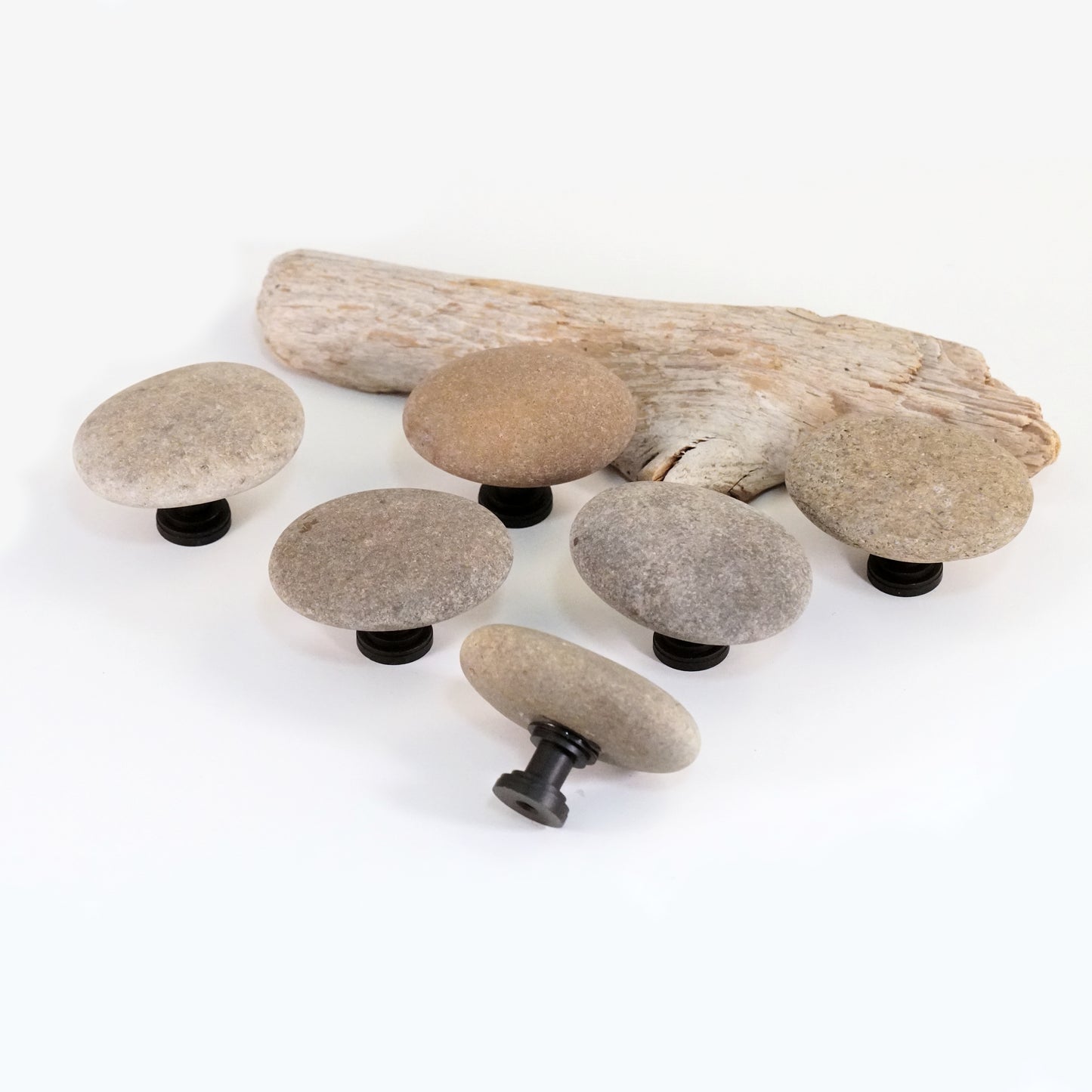 Beach Rock Stone Pebble Cabinet Knobs - Set of 6