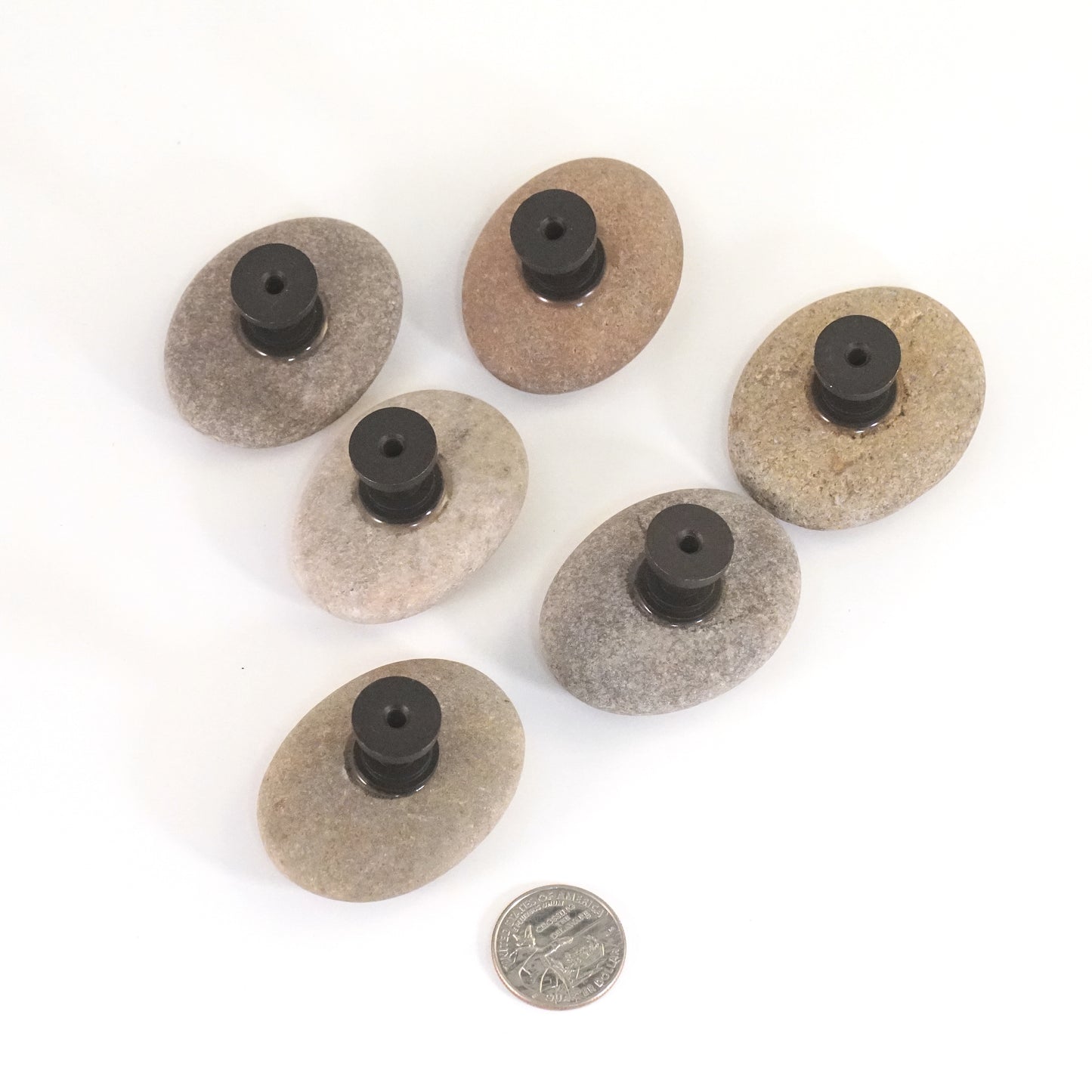 Beach Rock Stone Pebble Cabinet Knobs - Set of 6