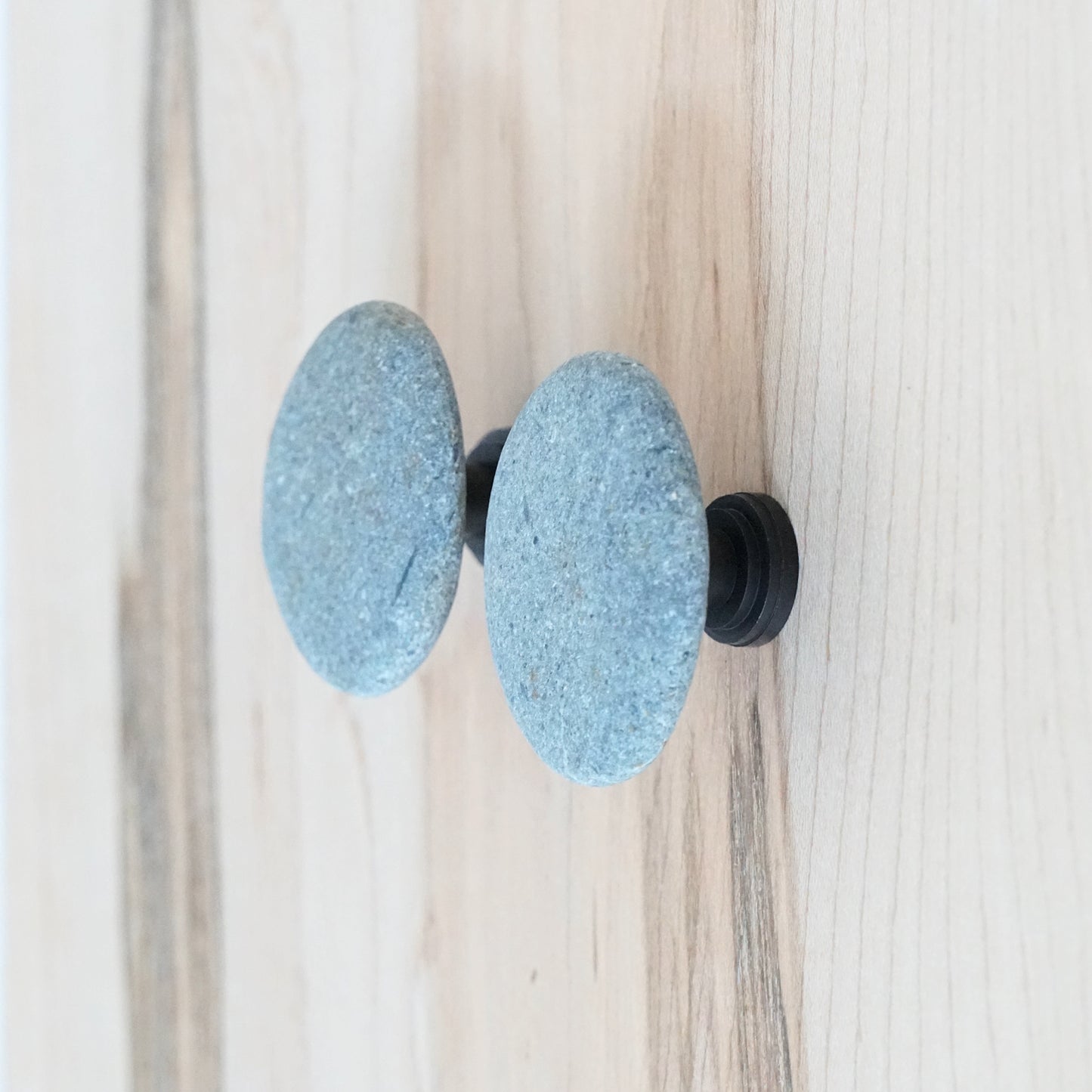 Beach Pebble Stone Rock Cabinet Knobs - Set of 8 Gray Stones - Ready to Ship