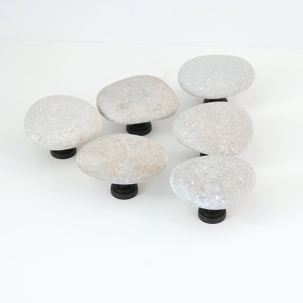 Pale Cream Stones on Oil Rubbed Bronze - Set of 6