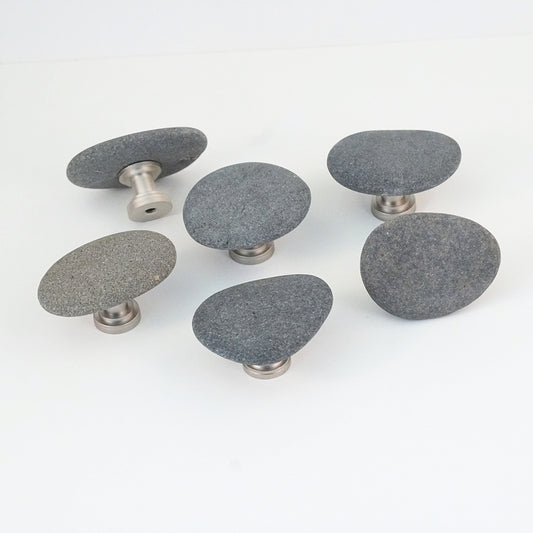 Flat Gray Beach Rocks - Set of 6 - Ready to Ship