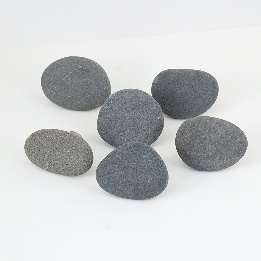 Flat Gray Beach Rocks - Set of 6 - Ready to Ship