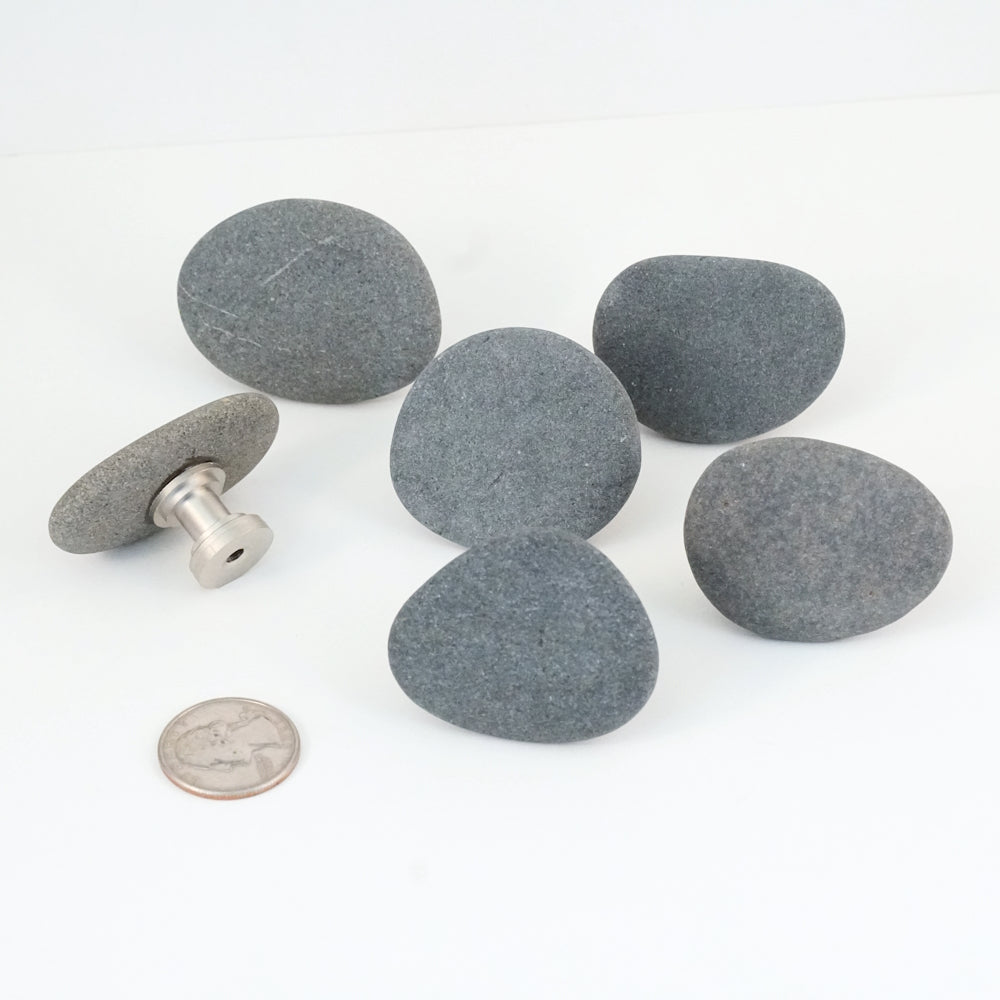 Flat Gray Beach Rocks - Set of 6 - Ready to Ship