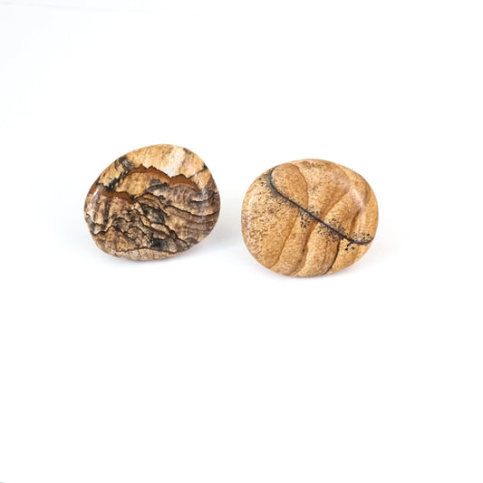 Picture Jasper Semi-Precious Gemstone Knob Pair