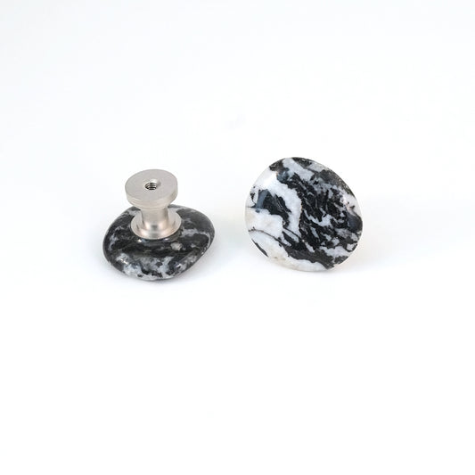 Zebra Jasper Semi-Precious Gemstone Knob Pair