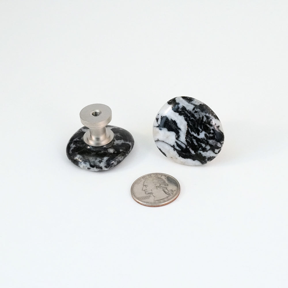 Zebra Jasper Semi-Precious Gemstone Knob Pair