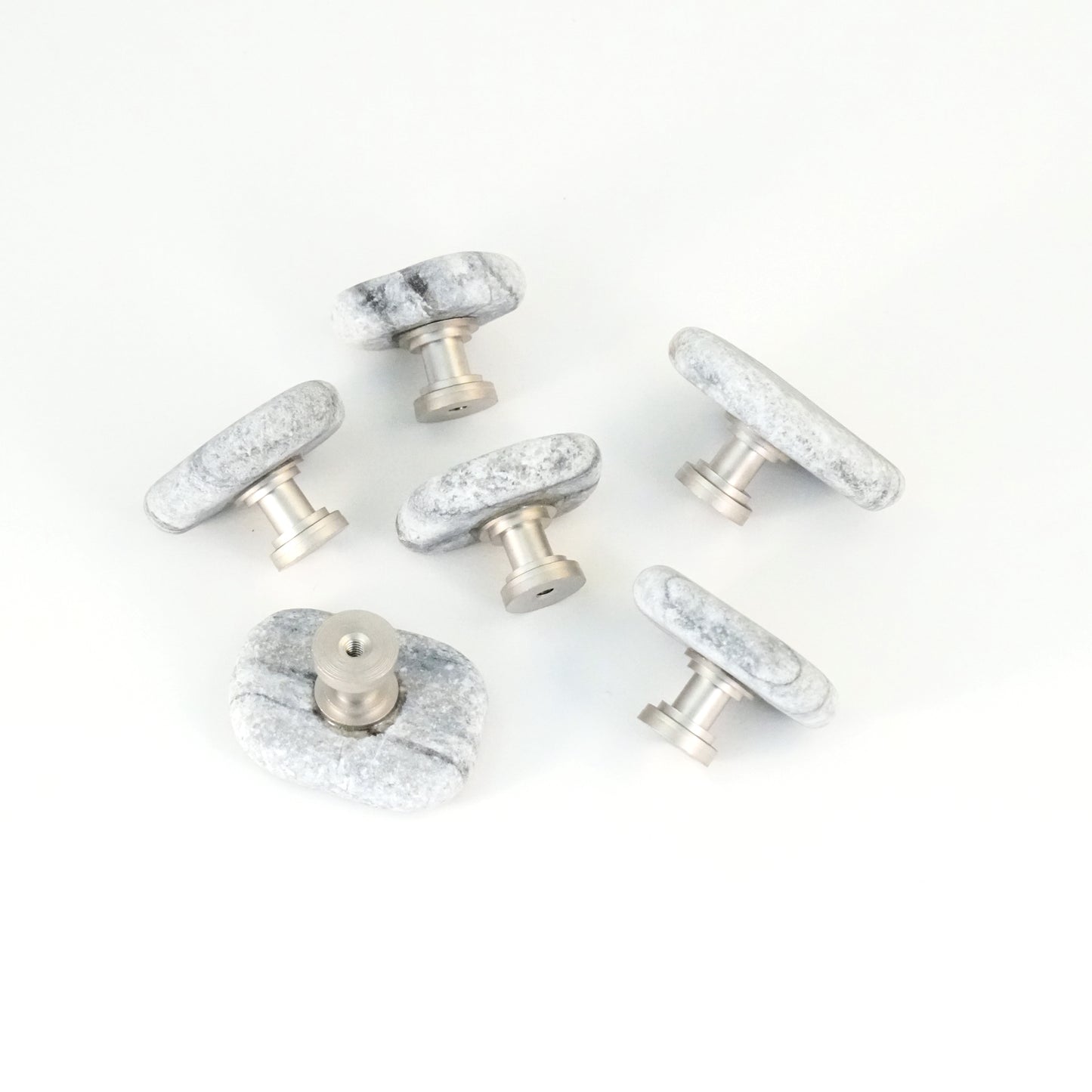 Sliced Gray & White Marble - Set of 6